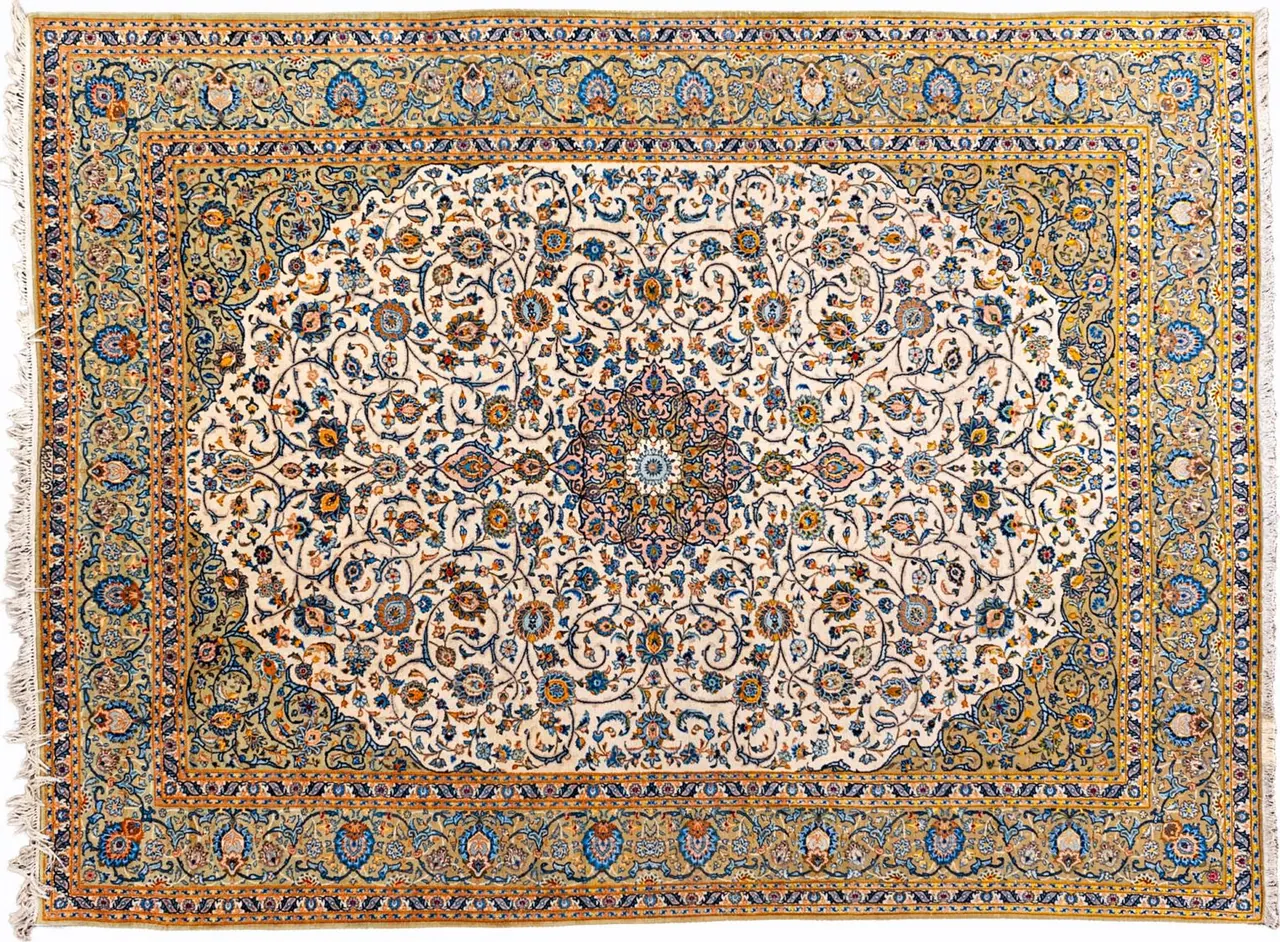 Handwoven rug No. 027, 9′ × 12′, viewed from above