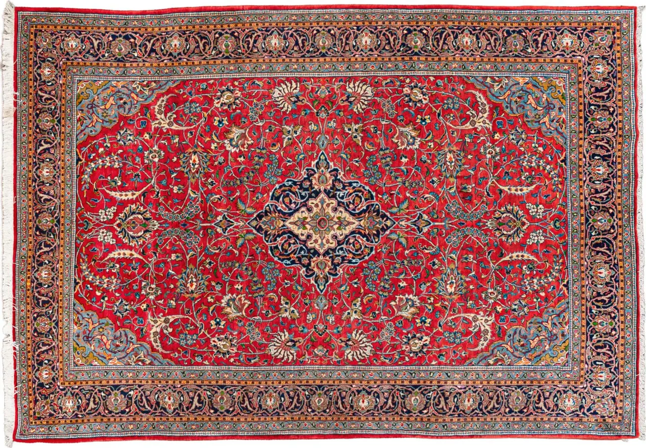 Handwoven rug No. 028, 9′ × 12′, viewed from above