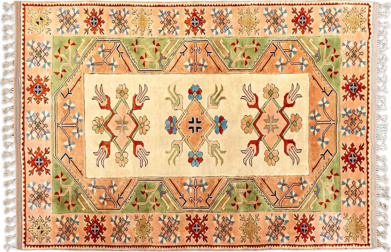Handwoven rug No. 243, 8′ × 10′, viewed from above