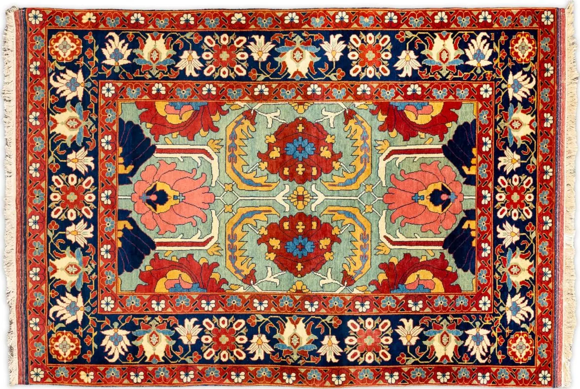Handwoven rug No. 313, 5′ × 7′, viewed from above