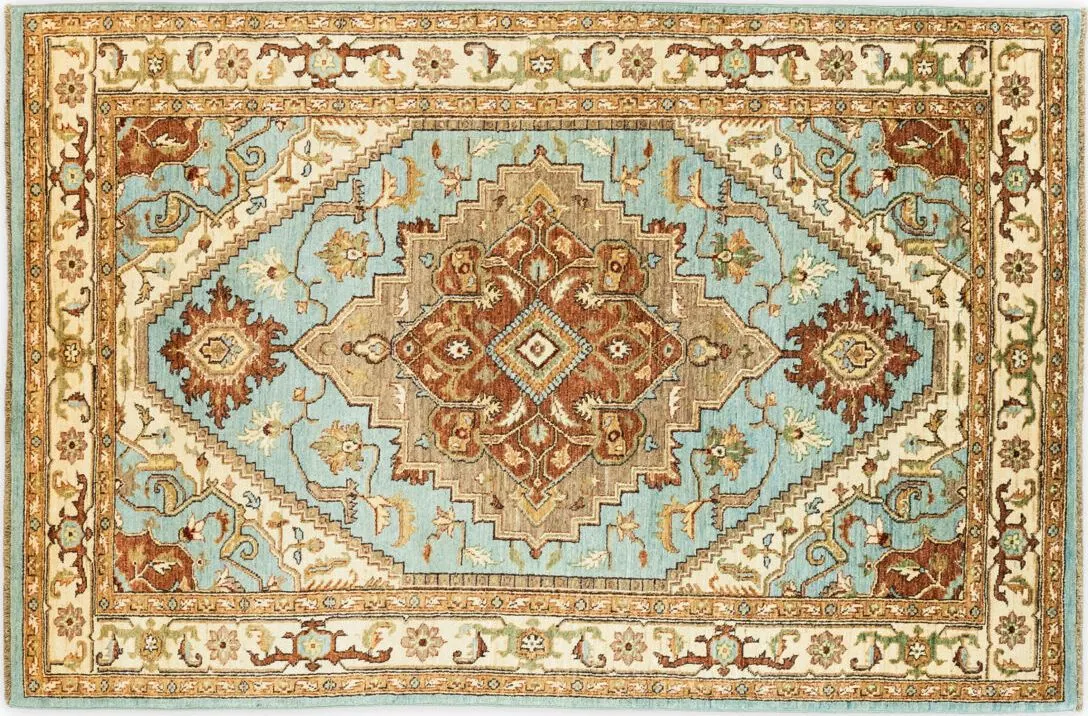 Handwoven rug No. 325, 5′ × 7′, viewed from above
