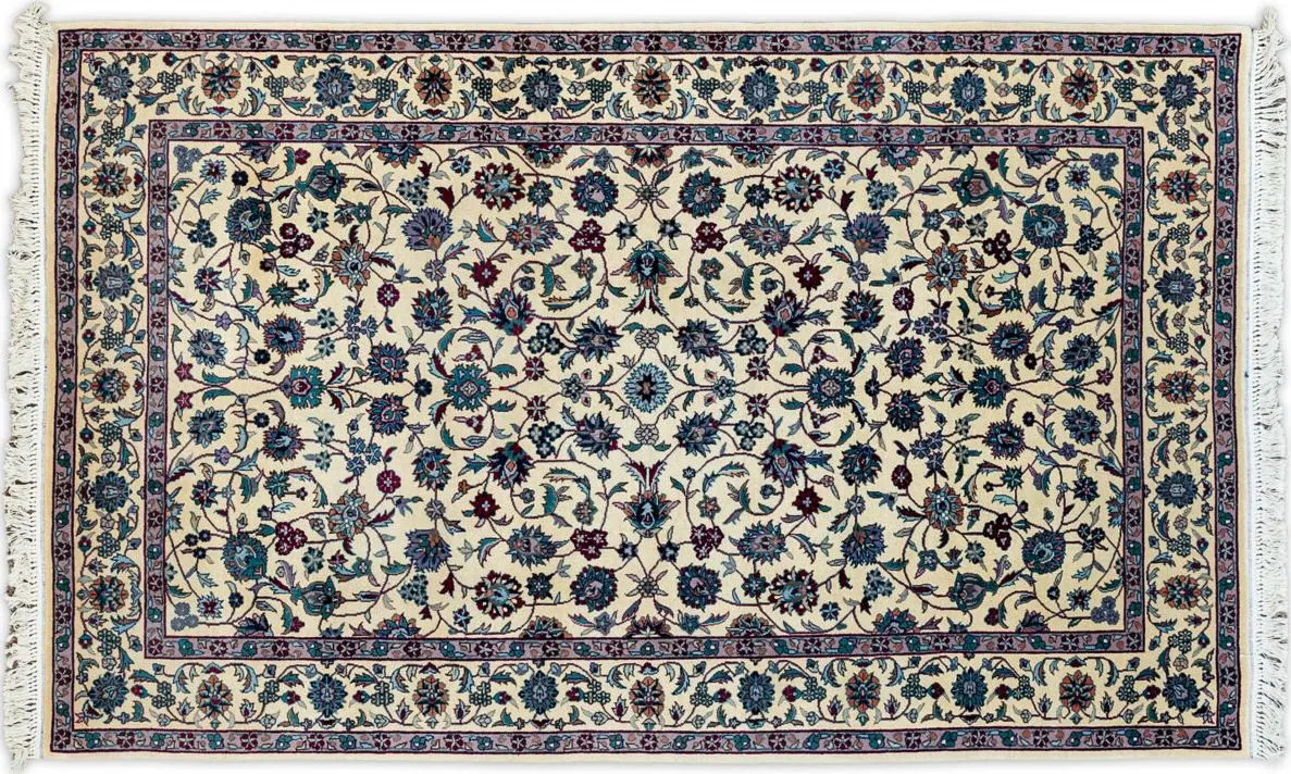 Handwoven rug No. 327, 5′ × 7′, viewed from above