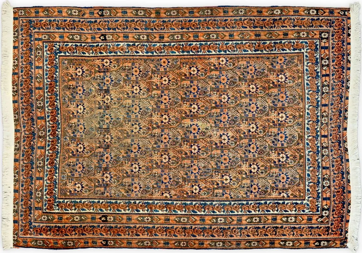 Handwoven rug No. 375, 5′ × 7′, viewed from above