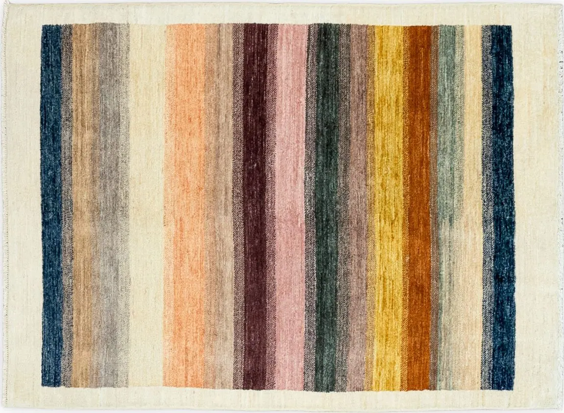 Handwoven rug No. 518, 5′ × 7′, viewed from above