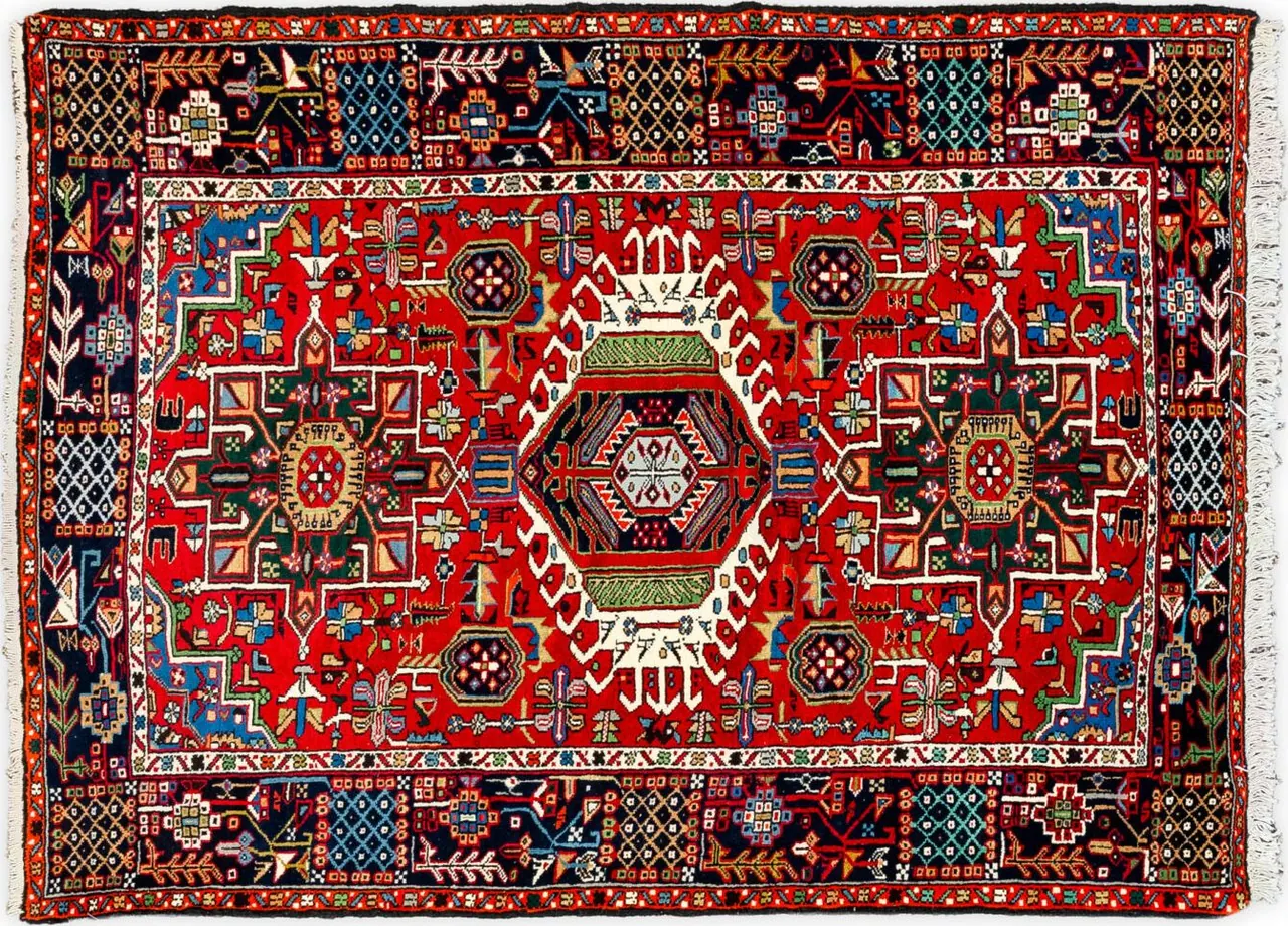 Handwoven rug No. 534, 5′ × 7′, viewed from above