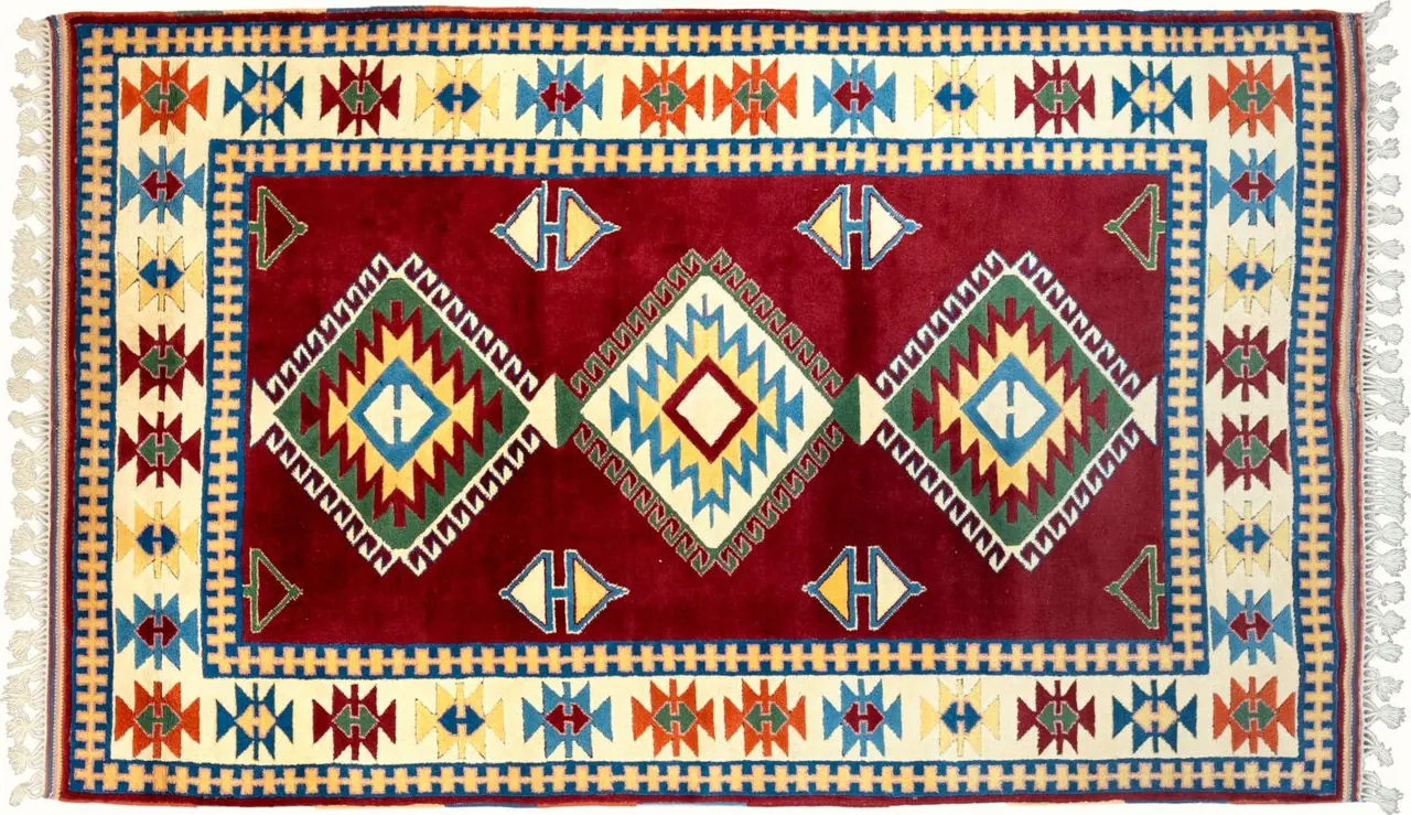 Handwoven rug No. 579, 6′ × 9′, viewed from above