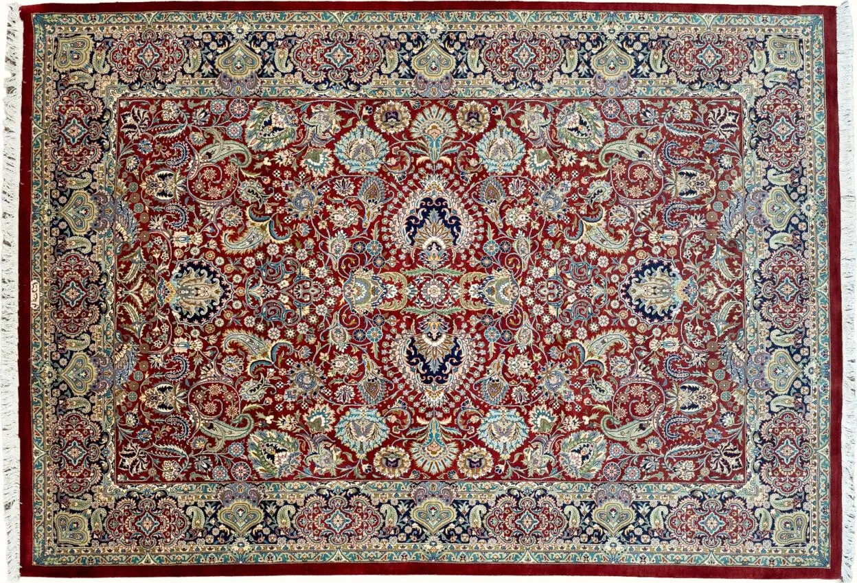 Handwoven rug No. 619, 6′ × 9′, viewed from above