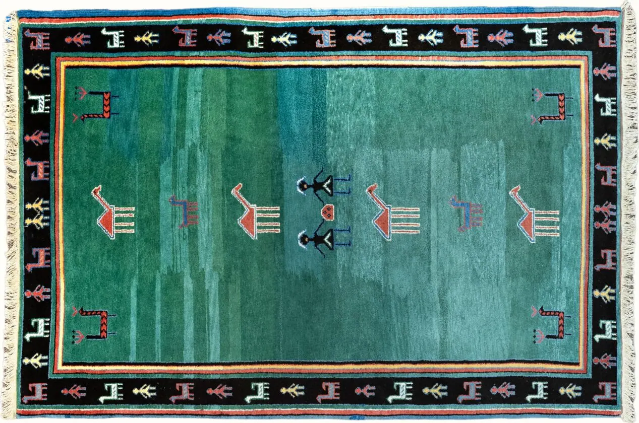 Handwoven rug No. 648, 6′ × 9′, viewed from above