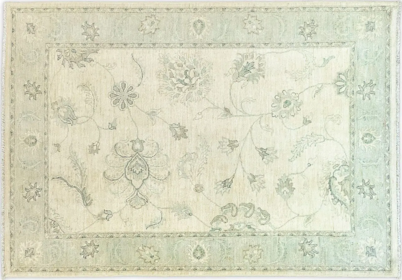 Handwoven rug No. RA13-31, 5′ × 7′, viewed from above